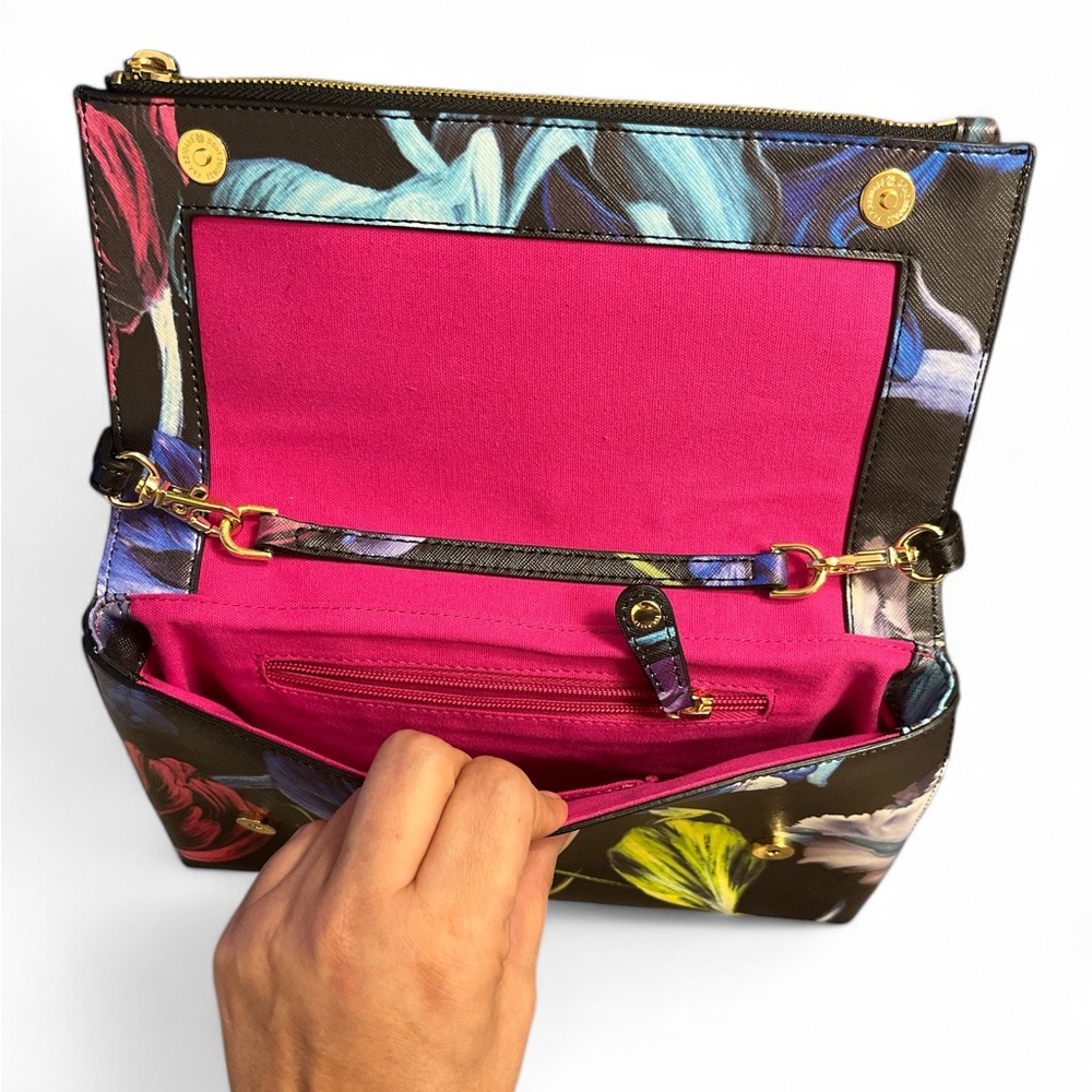 Ted Baker Floral Print Crossbody Bag in Black, Pink, Blue, Yellow - Picture 5 of 7